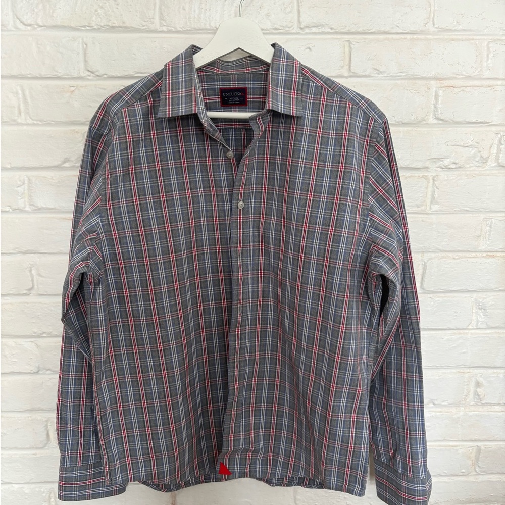 UNTUCKit Blue and Red Plaid Shirt